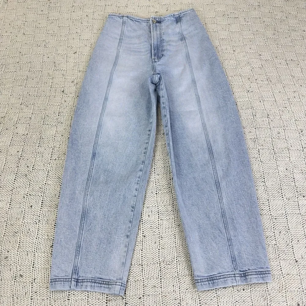 Pistola Blair High Waist Crop Barrel Jeans Size 26 Pristine Light Wash Denim - Picture 5 of 11